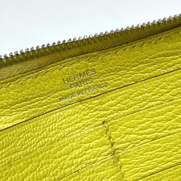 Authentic HERMES Long wallet Azap Long Zip Around Long Wallet Chevre yellow - Picture 14 of 15